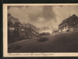 Kreuzeckhaus mit Alpspitze und <a href=/gipfel/zugspitze-499/>Zugspitze</a>,#Historische Ansichtskarte zum <a href=/historisch/>Verkauf</a>