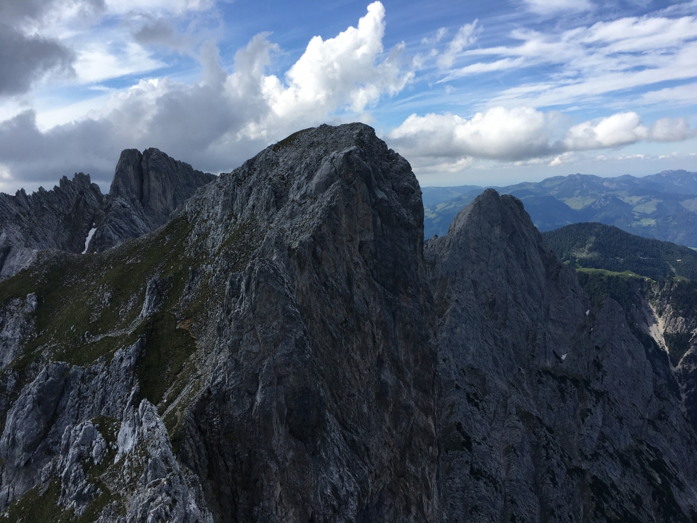 Klettersteig Ackerlspitze von St.Johann: Blick auf Vordere Gamsflucht und Hintere Gamsflucht