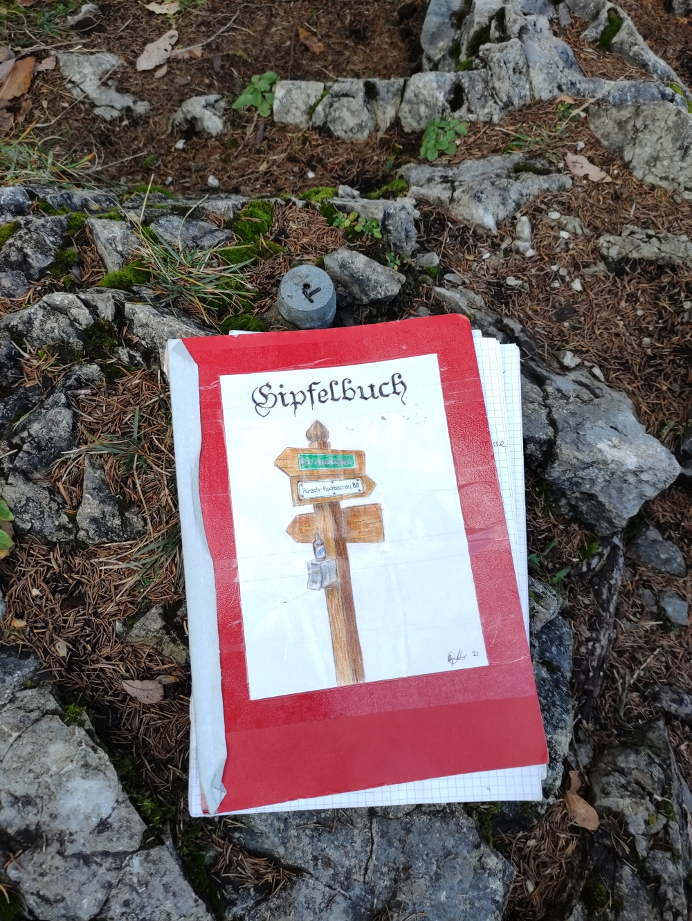 Wanderung Hirschgröhrkopf: Wanderung Hirschgröhrkopf: Gipfelbuch (Auracher Köpferl)