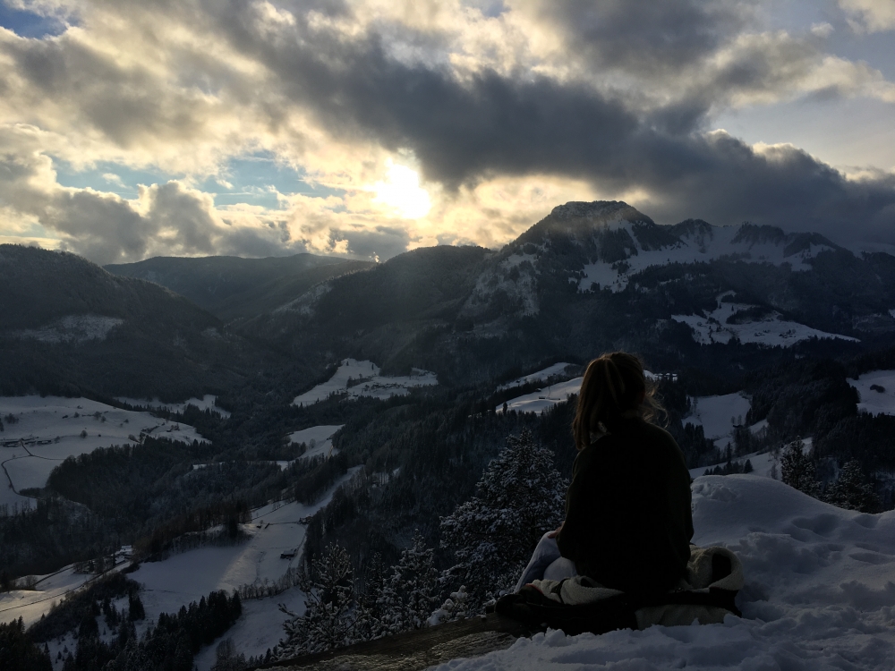 Wanderung Wildbarren von Niederaudorf: Wanderung Wildbarren von Niederaudorf: Blick auf den Brünnstein (Aussichtspunkt Felix-Köpfl)