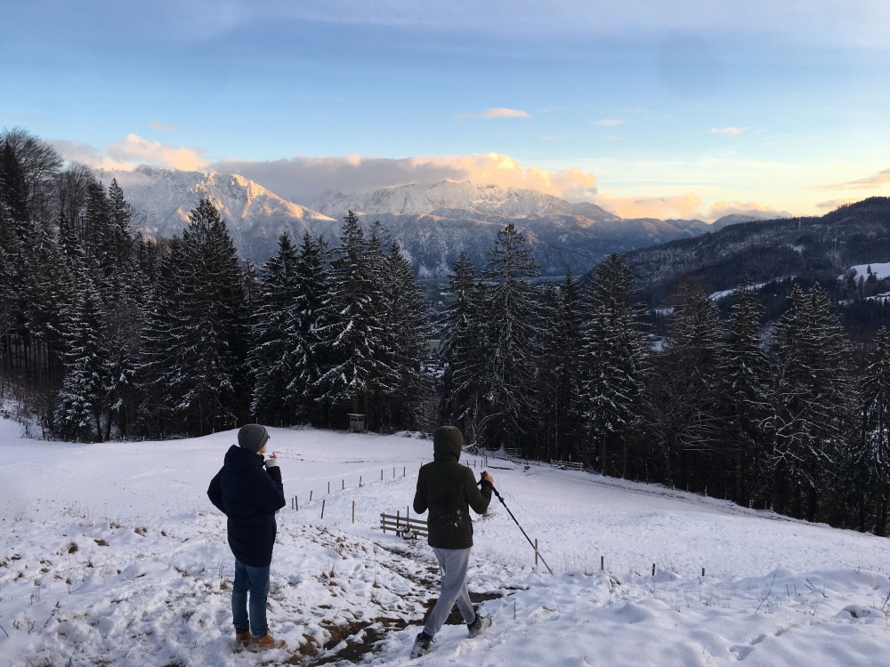 Wanderung Wildbarren von Niederaudorf: Blick aufs Kaisergebirge bei Zaglach