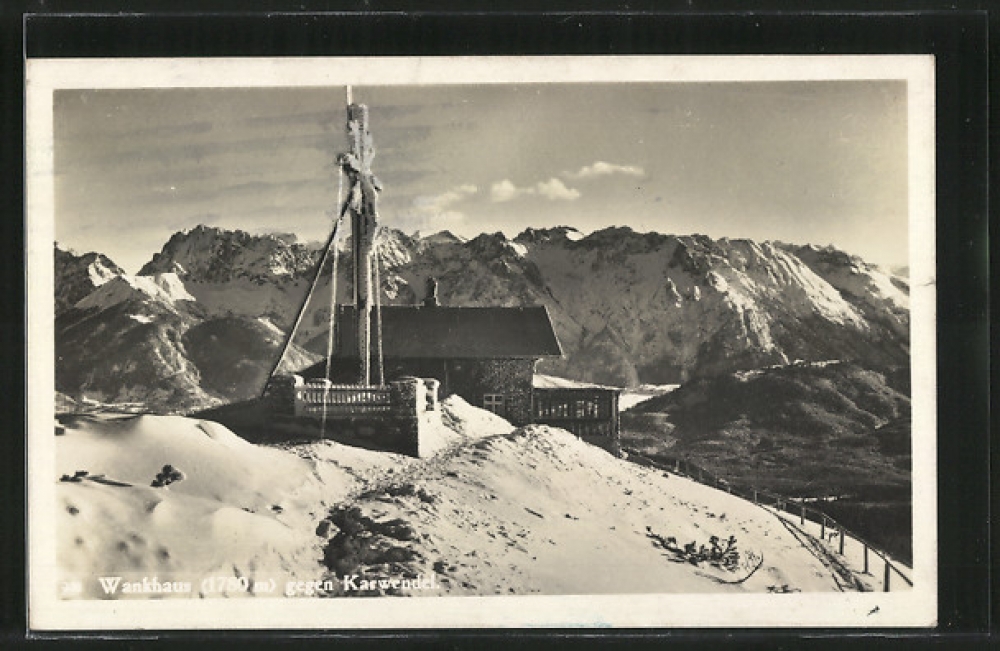 Wank Rodeln: Wank Rodeln: Wankhaus gegen Karwendel (Berggasthof Wank-Haus)