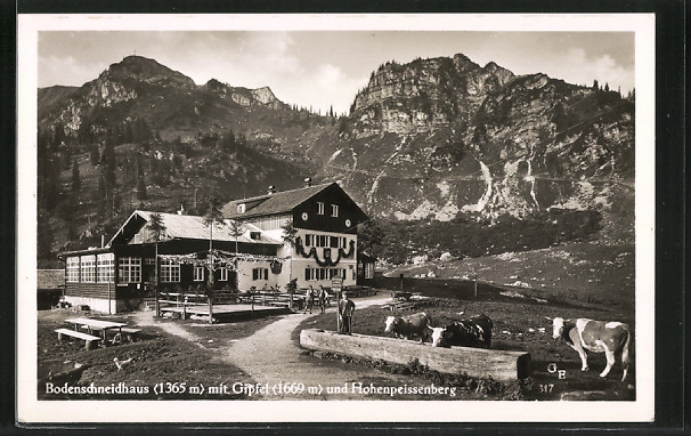 Wanderung Bodenschneidhaus von Neuhaus: Wanderung Bodenschneidhaus von Neuhaus: Bodenschneidhaus mit Gipfel und Hohenpeissenberg (heute Rinnerspitz)