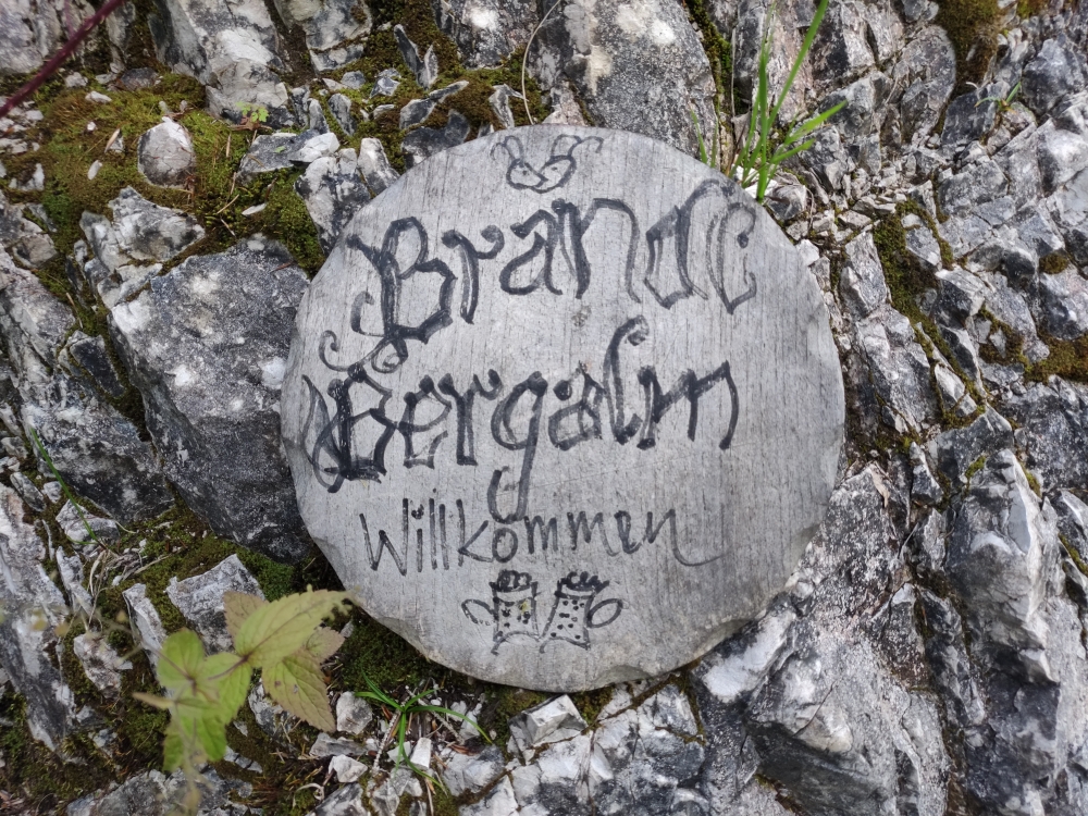 Wanderung Zinnenberg: Wanderung Zinnenberg: Am Abzweig der Forststraße weißt schon das Schild auf die bewirtschaftete Alm hin (Brandelberg Alm)