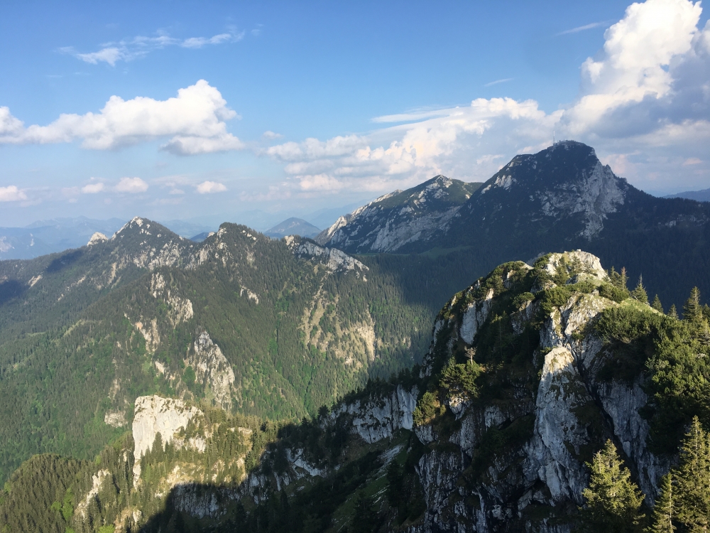 Wanderung Breitenstein: Wanderung Breitenstein: Blick auf den Wendelstein - links Haidwand, Kirchelwand und Grafinger Köpferl (Breitenstein)
