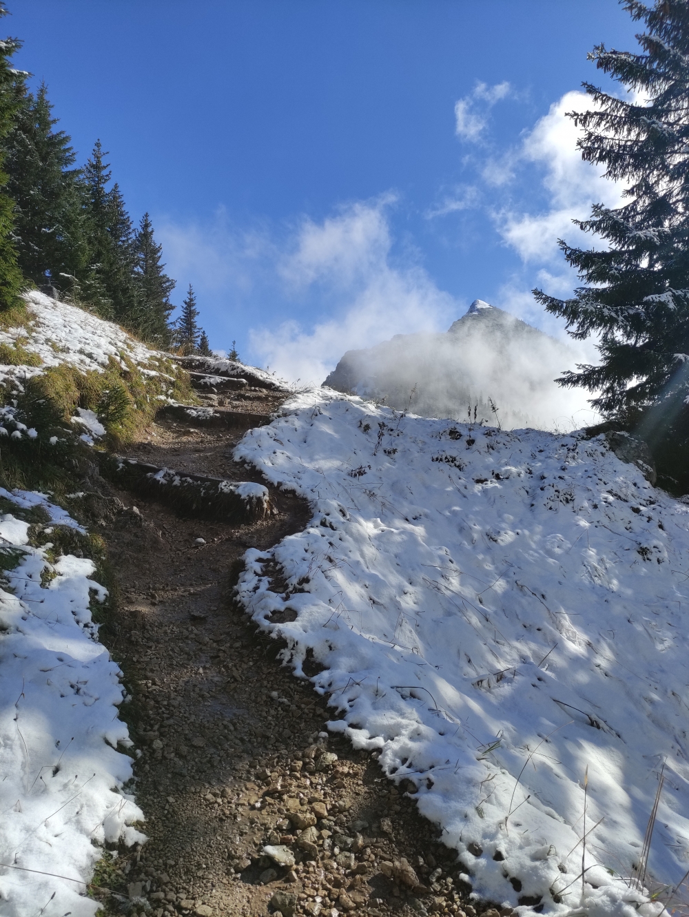 Wanderung Brentenjoch: Aufstieg mit Blick zum Brentenjoch