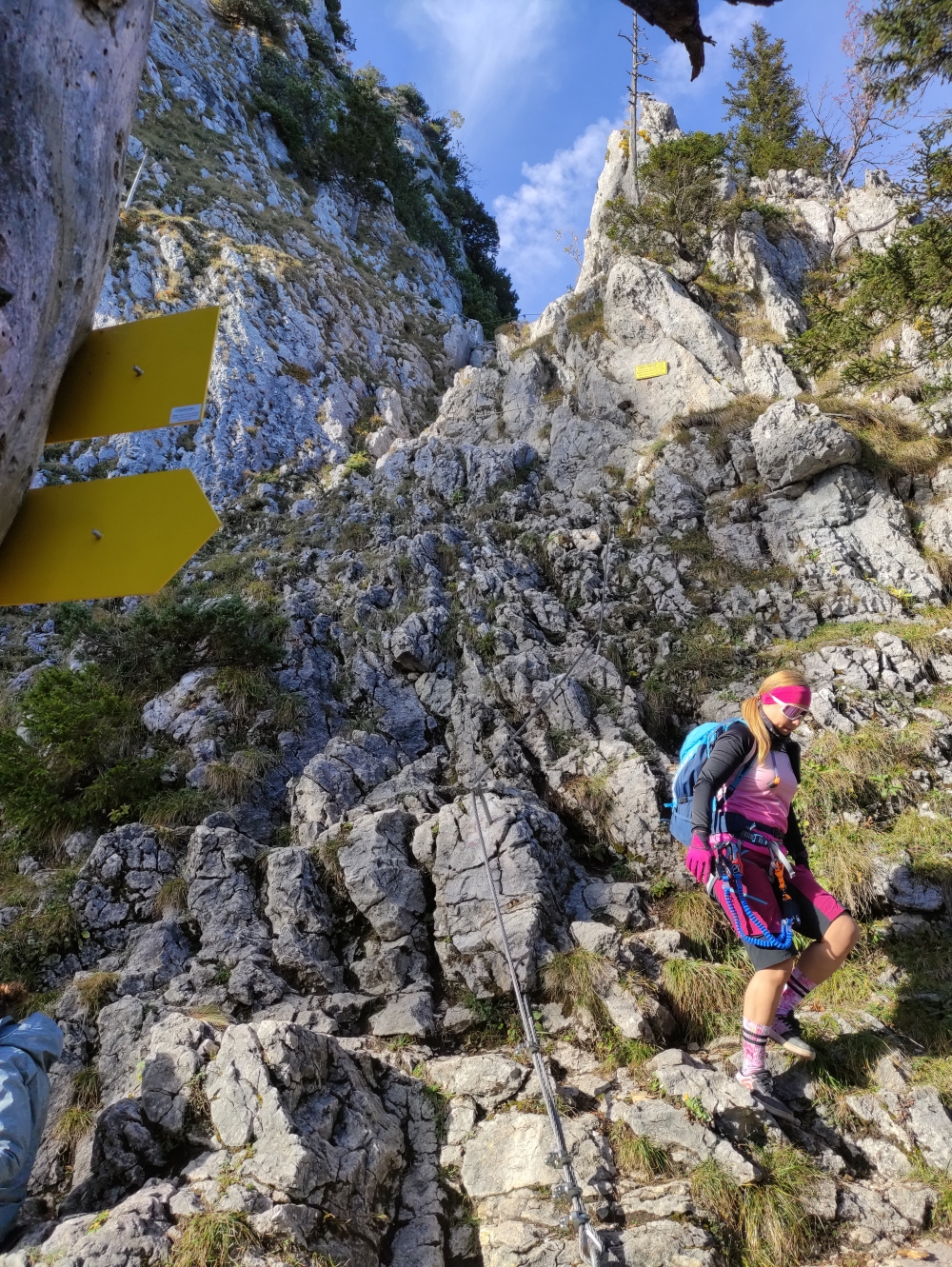 Klettersteig Ettaler Manndl mit der Laber-Bergbahn: Unterer Teil des Klettersteiges