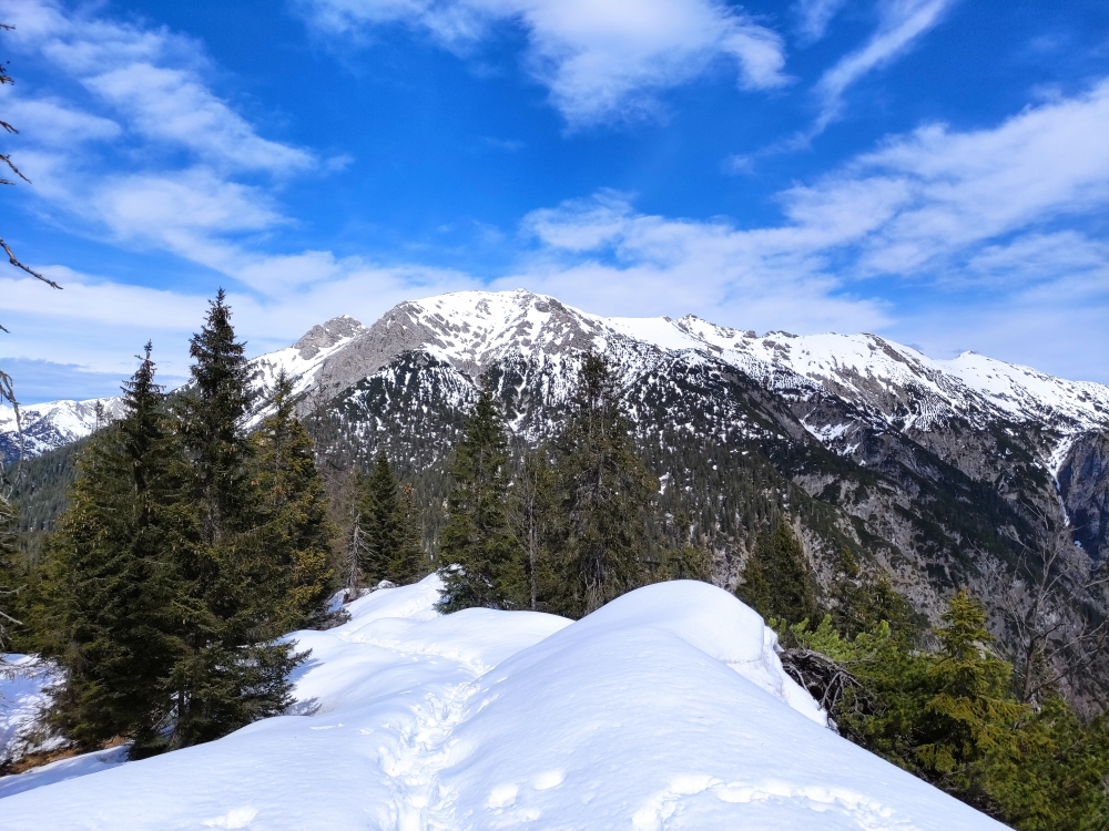 Wanderung Geierköpfe-Westgipfel: Blick auf den Geierköpfe-Westgipfel