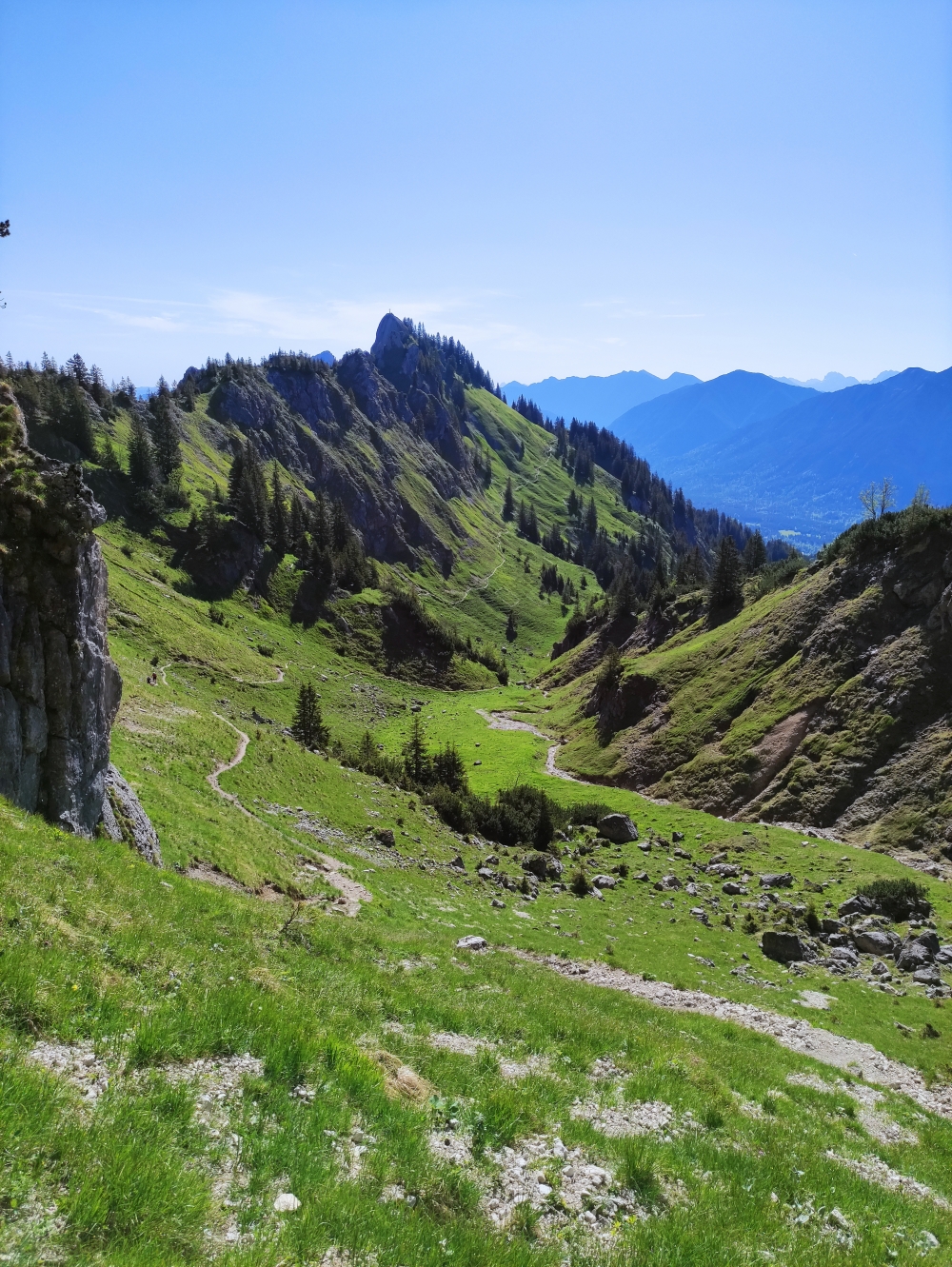 Wanderung Große Klammspitz: Blick zurück auf den Weg unterm Brunnenkopf