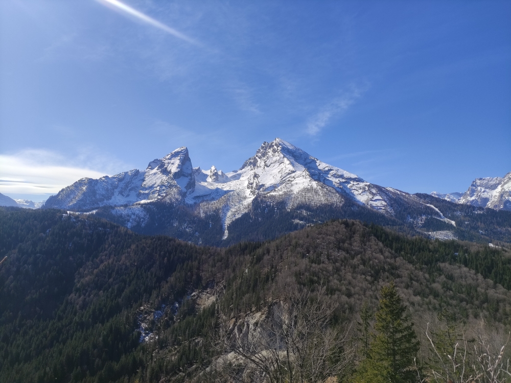 Wanderung Archenkanzel: Wanderung Archenkanzel: Blick zum Watzmann (Grünstein)