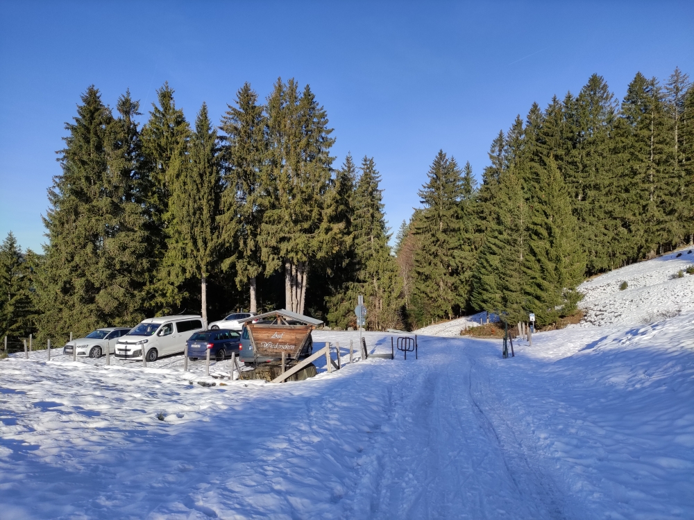 Wanderung Grünten von Kranzegg: Vorbei am Parkplatz der Alpe Kammeregg