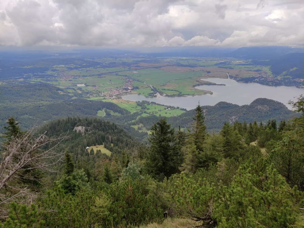Wanderung Herzogstand vom Kochelsee über Rauteckkopf: Blick zum Kochelsee