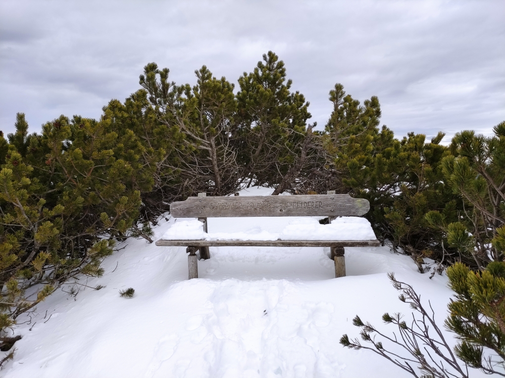 Wanderung Heuberg, Plessenberg und Kienberg: Wanderung Heuberg, Plessenberg und Kienberg: Gipfelbankerl (Heuberg)