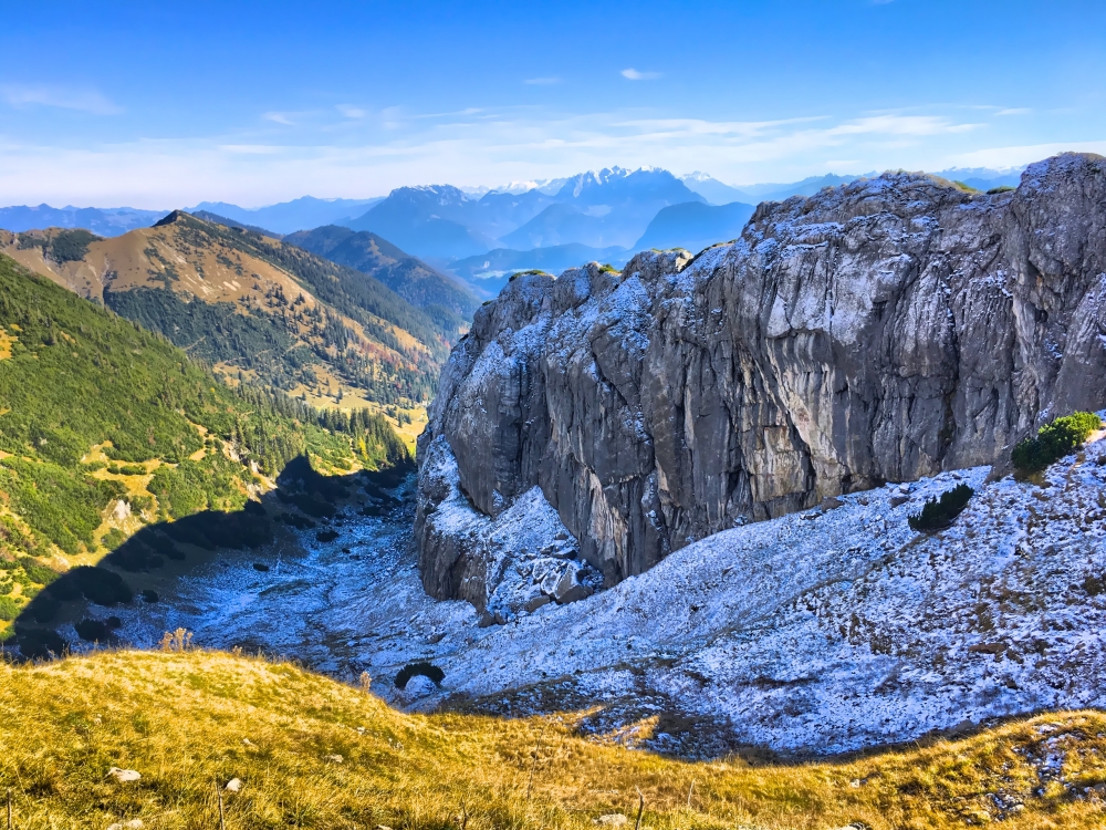Wanderung Hinteres Sonnwendjoch: Blick in die Schnittlauchrinne nördlich des Burgstein