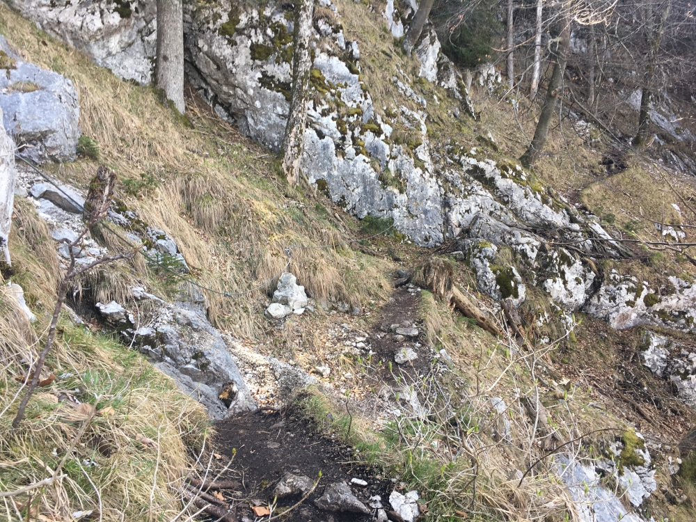 Wanderung Kitzstein aus dem Inntal: Diese Drahtseilsicherung ist eigentlich nicht nötig