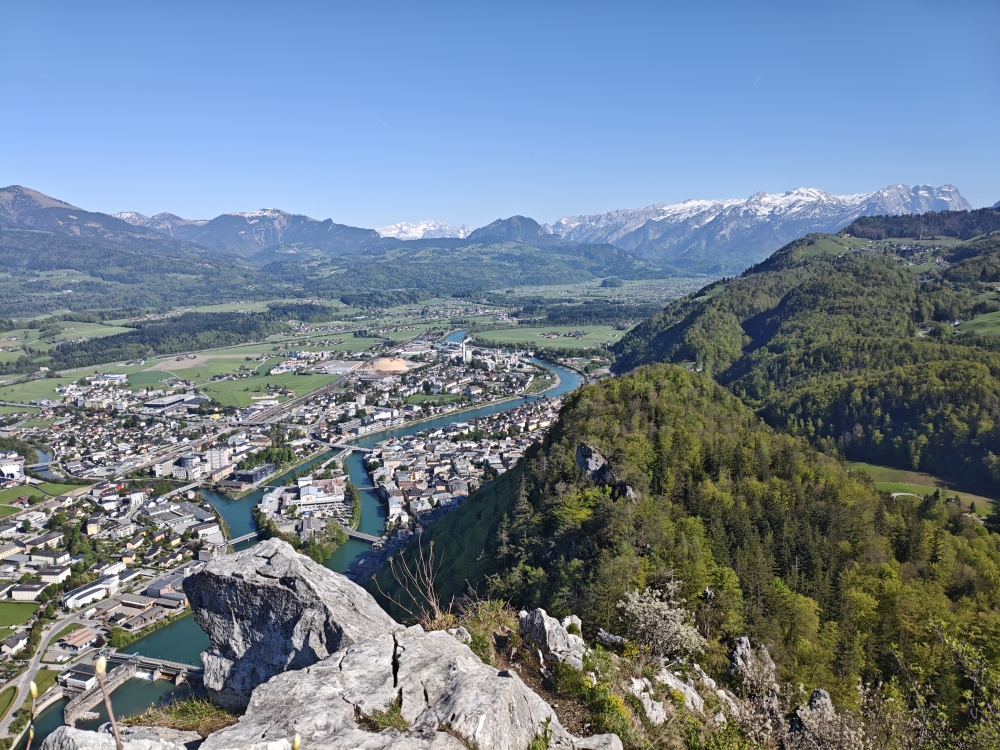 Wanderung Großer Barmstein: Wanderung Großer Barmstein: Blick auf Hallein (Kleiner Barmstein)