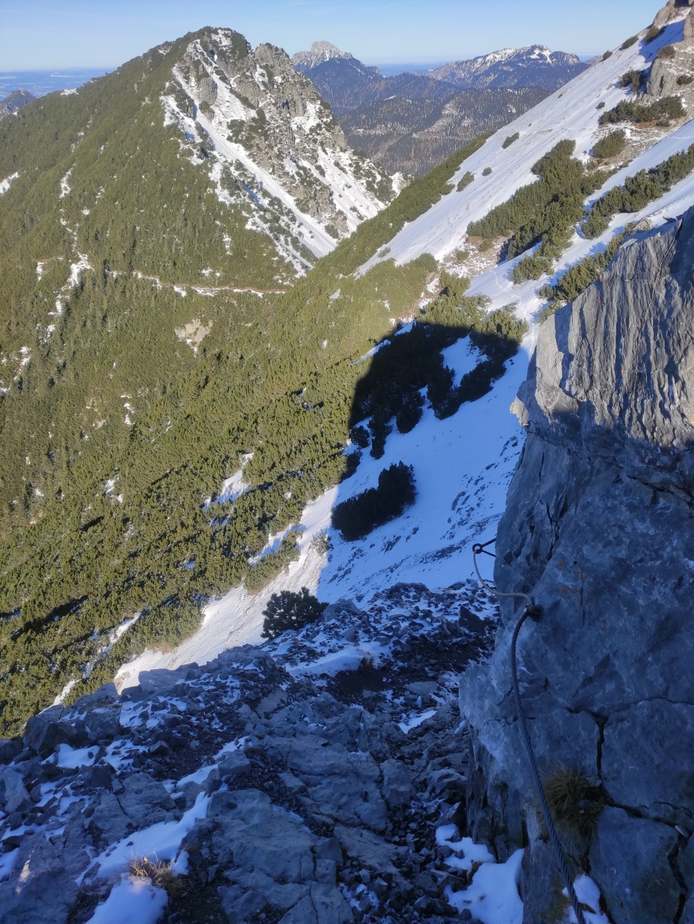 Wanderung Kohlbergspitze: Drahtseilstelle zum Gipfel