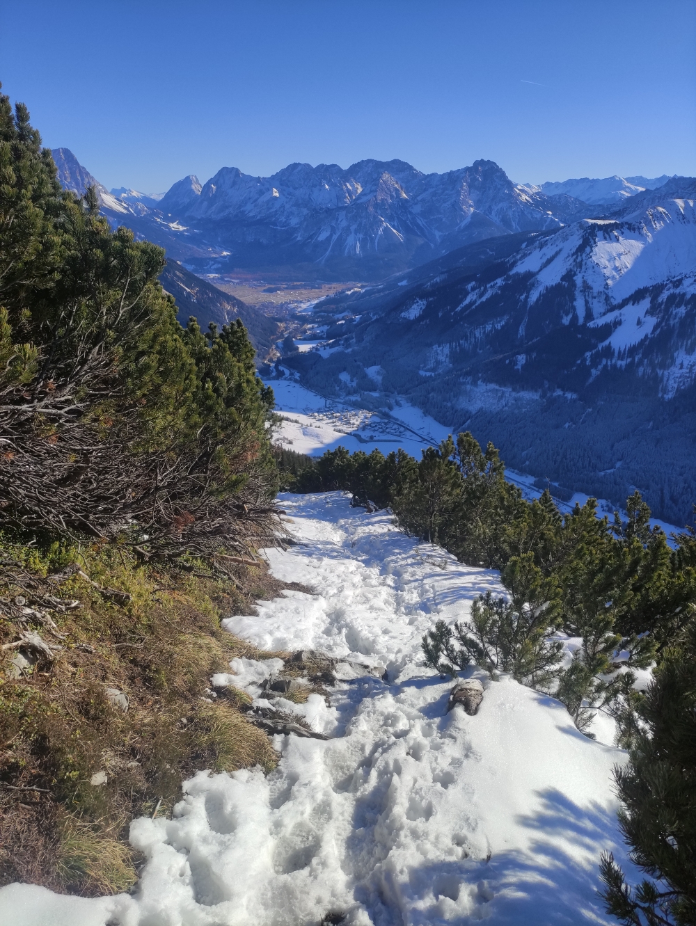 Wanderung Kohlbergspitze: Blick nach Ehrwald