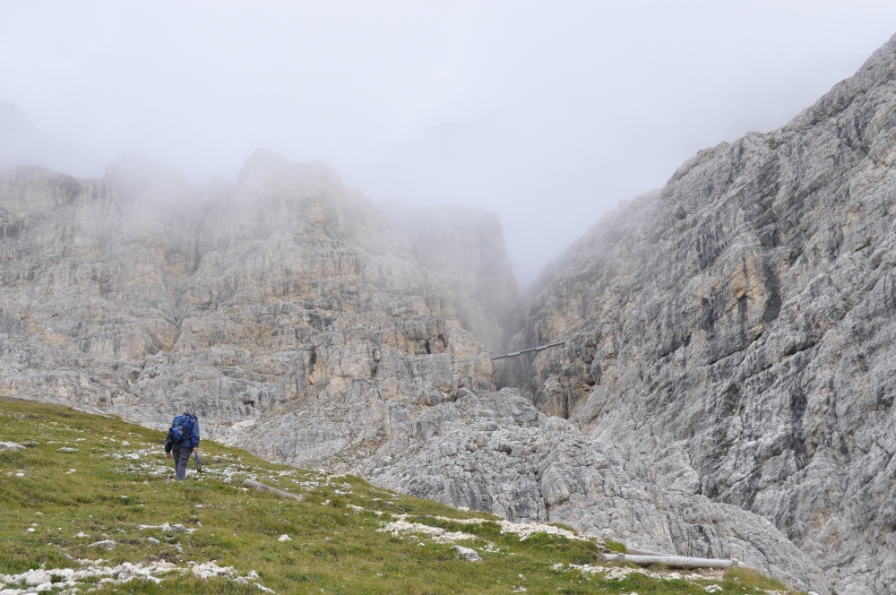 Klettersteig Lagazuoi: Kurz vor dem leichten Klettersteig