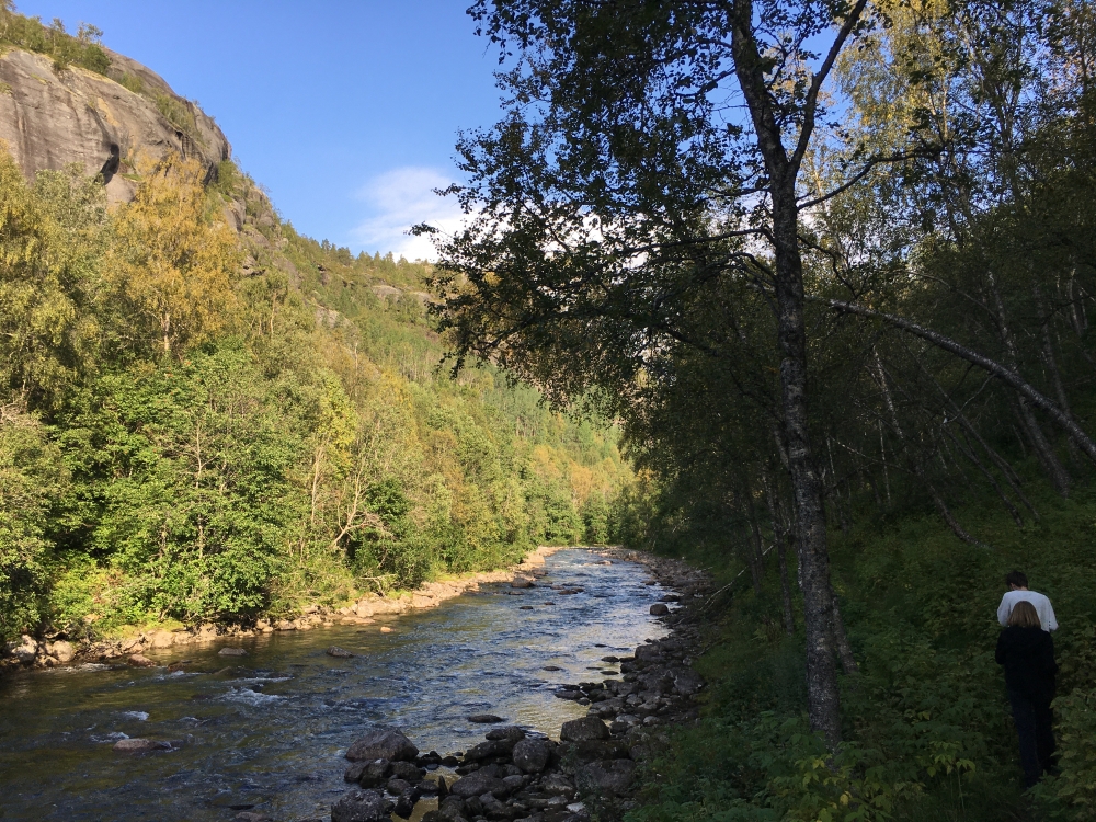 Wanderung Laksholla: Der Weg wird schmaler aber führt stets leicht am Fluss entlang