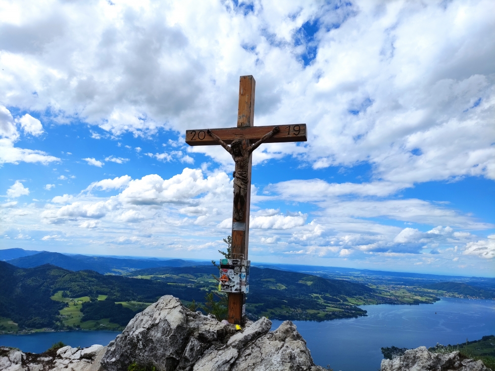 Mahdlgupf Klettersteig zum Hochleckenhaus: Mahdlgupf Klettersteig zum Hochleckenhaus: Gipfelkreuz (Mahdlgupf)