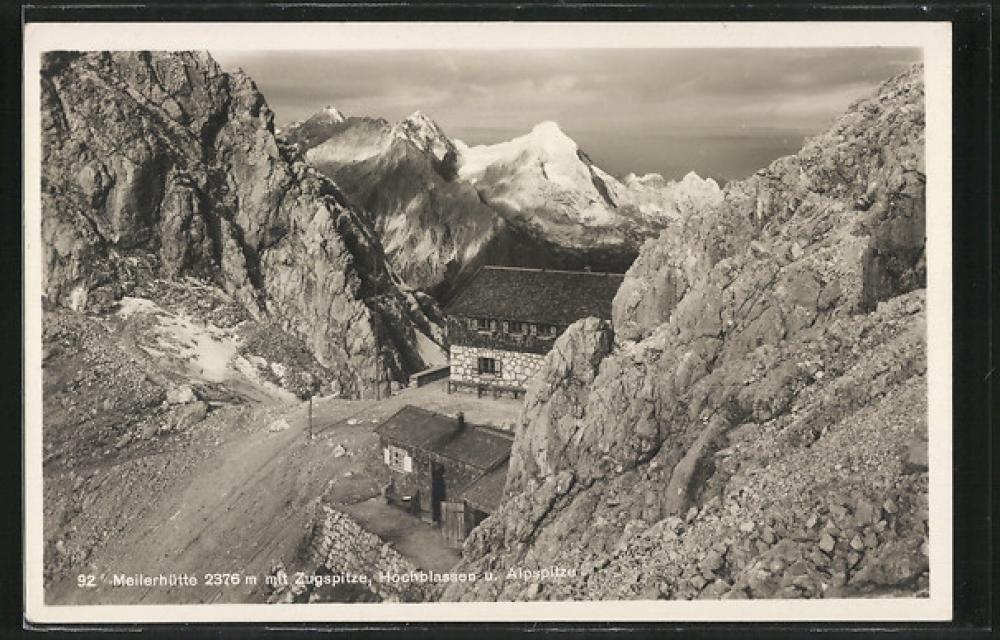 Wanderung Partenkirchner Dreitorspitze: Wanderung Partenkirchner Dreitorspitze: Meilerhütte mit Zugspitze, Hochblassen und Alpspitze