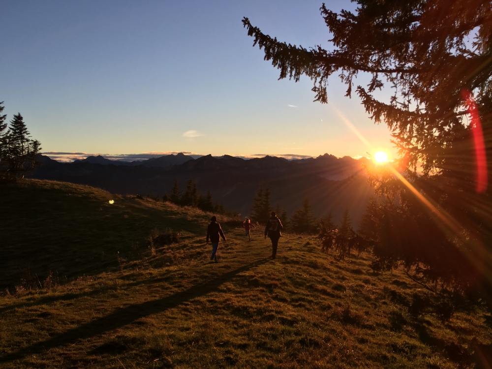 Wanderung Mittleres Hörnle: Wanderung Mittleres Hörnle: Abendstimmung beim Abstieg (Wildeck)