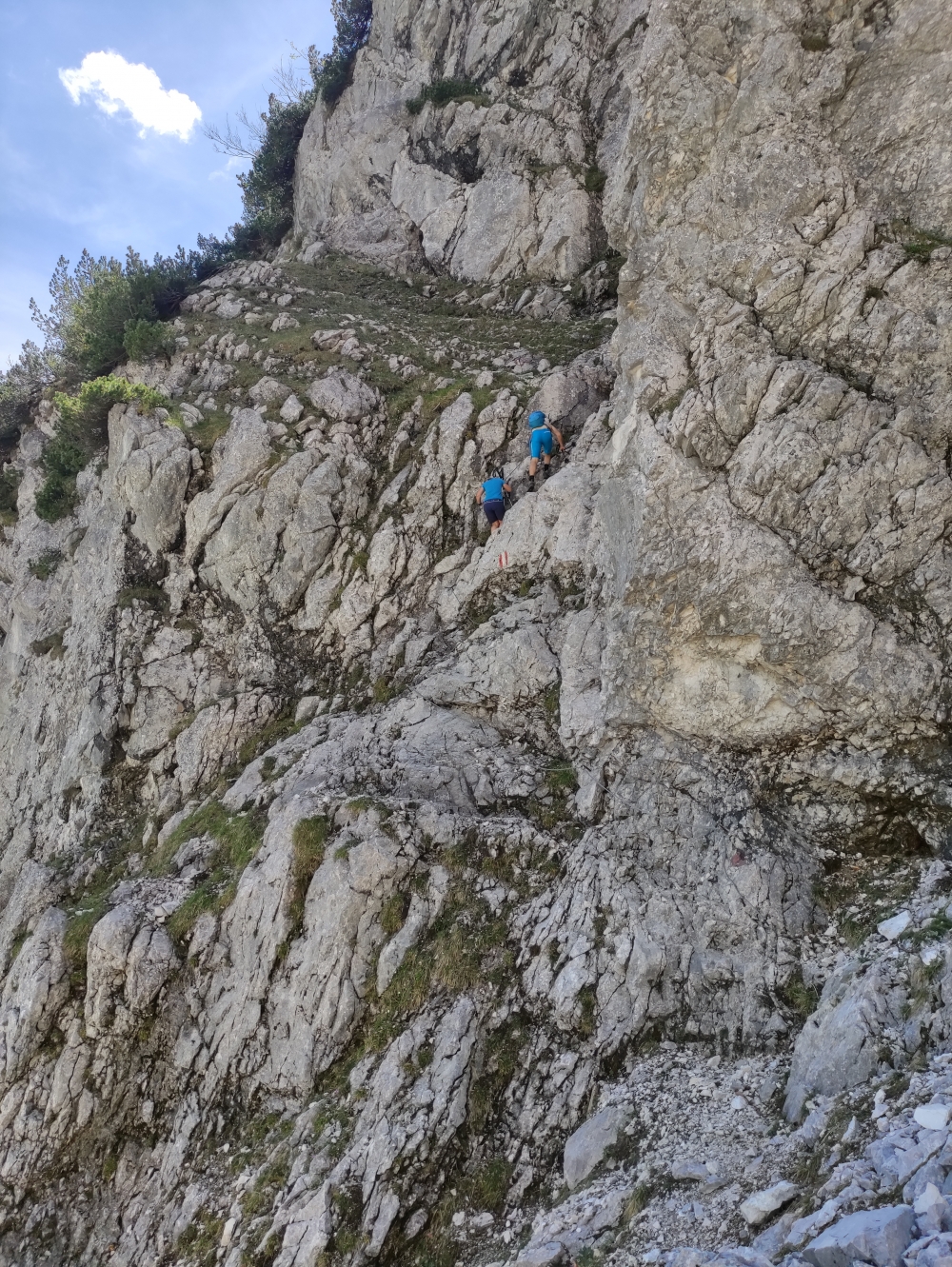 Klettersteig Feuerkogel-Abstieg über Kaiserweg: Die einzige Stelle mit Drahtseilsicherung