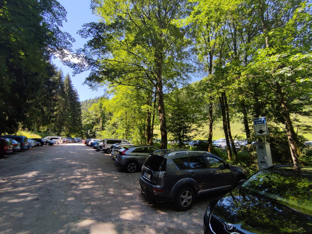 Wanderung Steinlingalm: Wanderung Steinlingalm: Viele Parkplätze findet man in Aigen bei Hintergschwendt