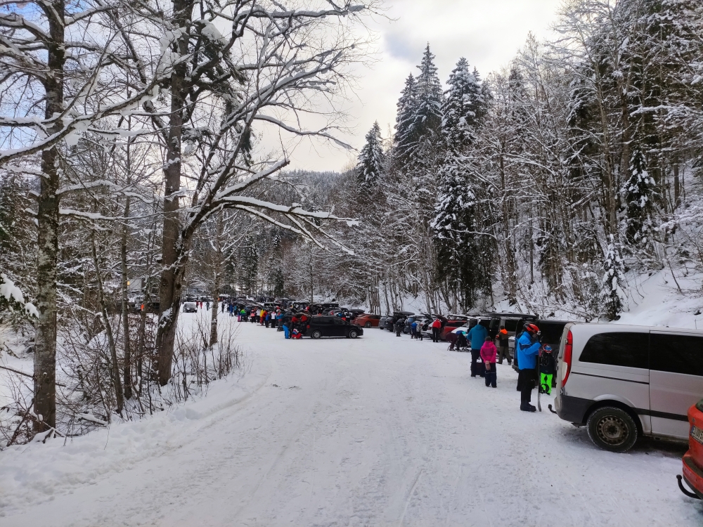 Wanderung Fellhorn: Wanderung Fellhorn: Sonntags um 8 im Winter bereits fast voll