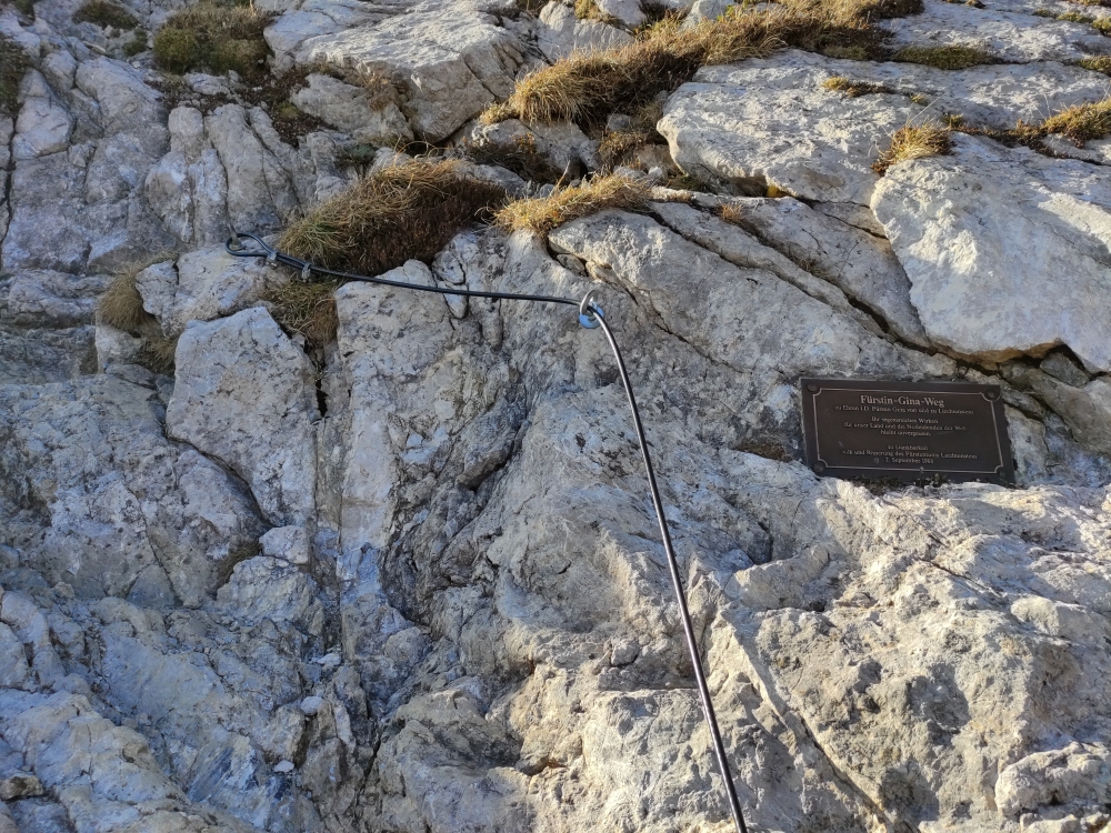 Wanderung Augstenberg: Die einzige Drahtseilstelle