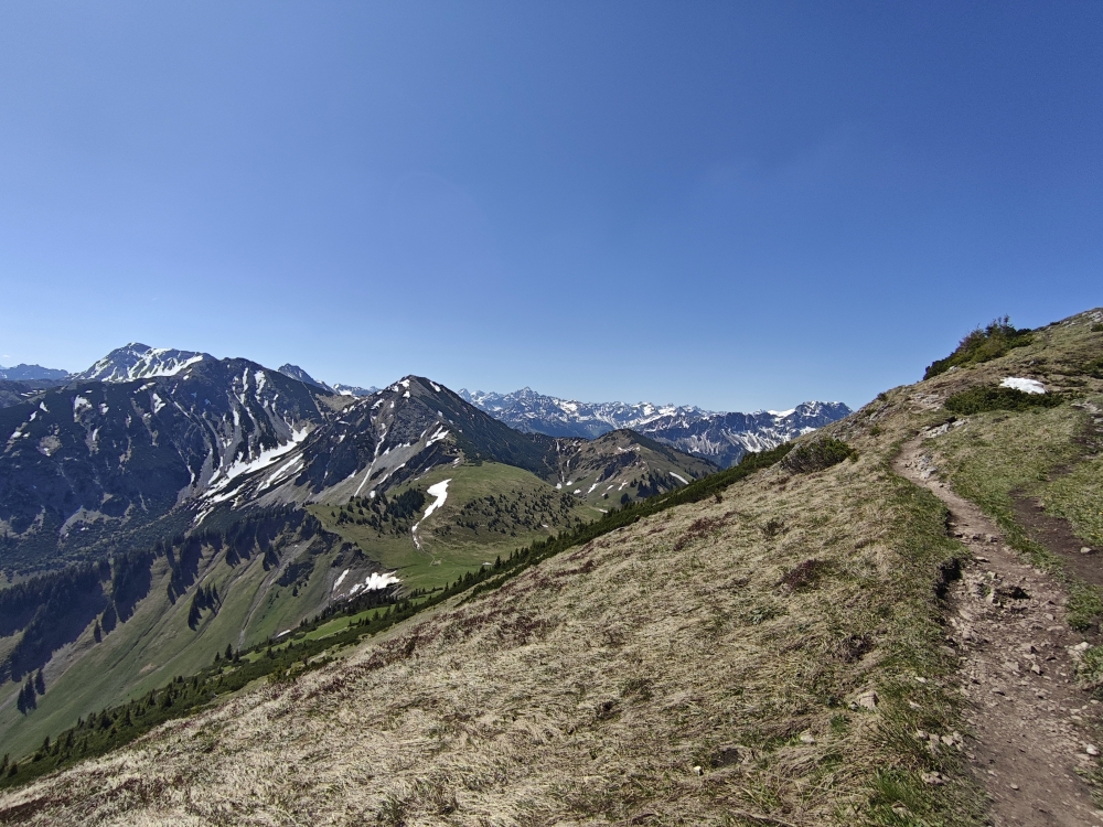 Kühgundspitze -> Kühgundkopf: Weg mit Blick auf den Bschießer