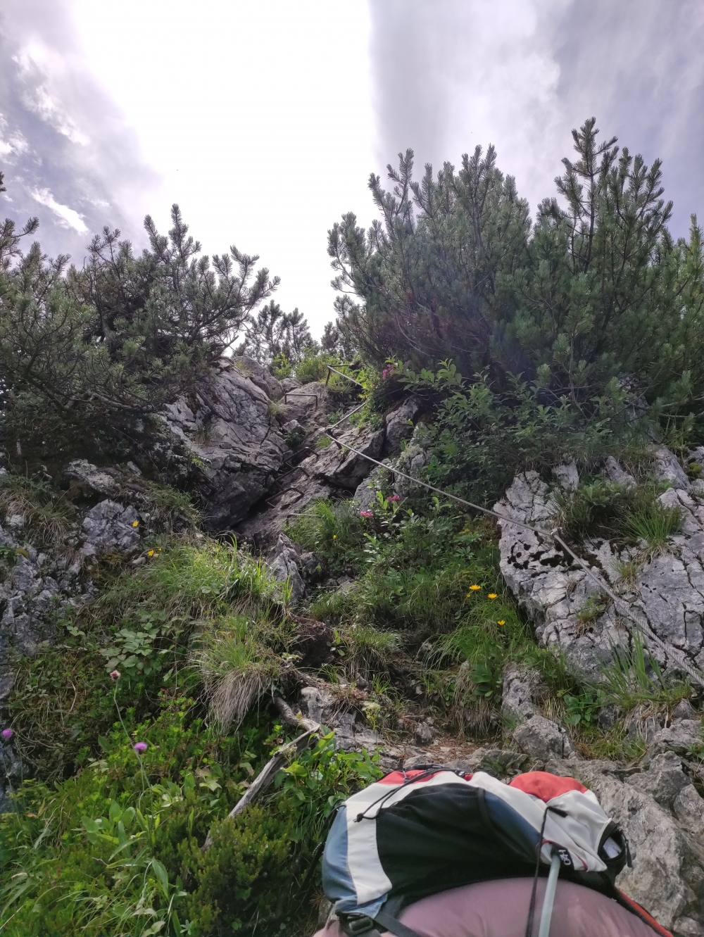Wanderung Rabenkopf Überschreitung: Die Schlüsselstelle mit Seil