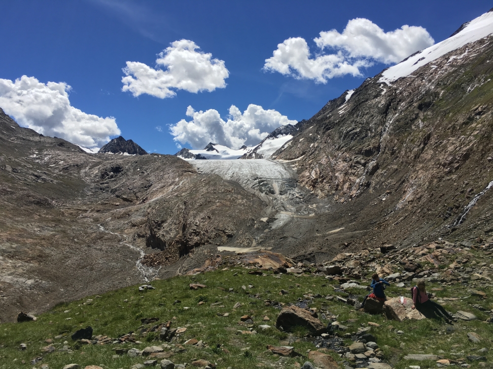 Wanderung Langtalereckhütte zum Ramolhaus: Blick zurück zum Gletscher