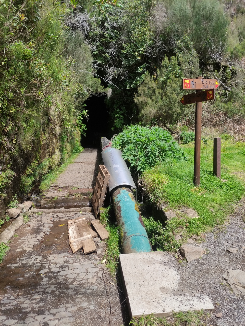 Wanderung PR6 Levada do Risco - Levada das 25 Fontes : Zum Südportal des Tunnels