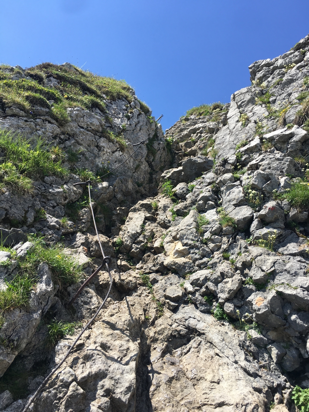 Wanderung Rotwand und Taubensteinhaus: Die paar Meter zum Gipfel sind eigentlich unschwer aber dennoch seilgesichert