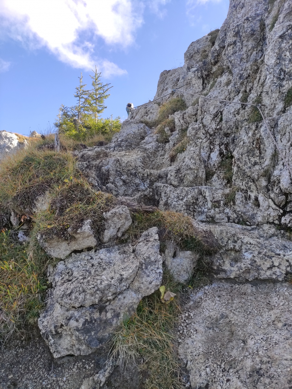 Wanderung Latschenköpferl zum Schoberwaldkreuz: Kurze aber leichte, seilgesicherte Stelle