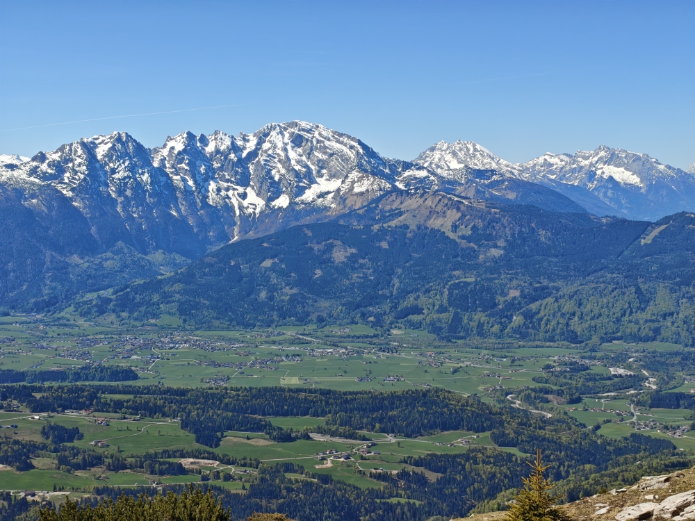 Wanderung Schmittenstein: Wanderung Schmittenstein: Von links: Hoher Göll, Watzmann, Hochkalter (Schlenken)