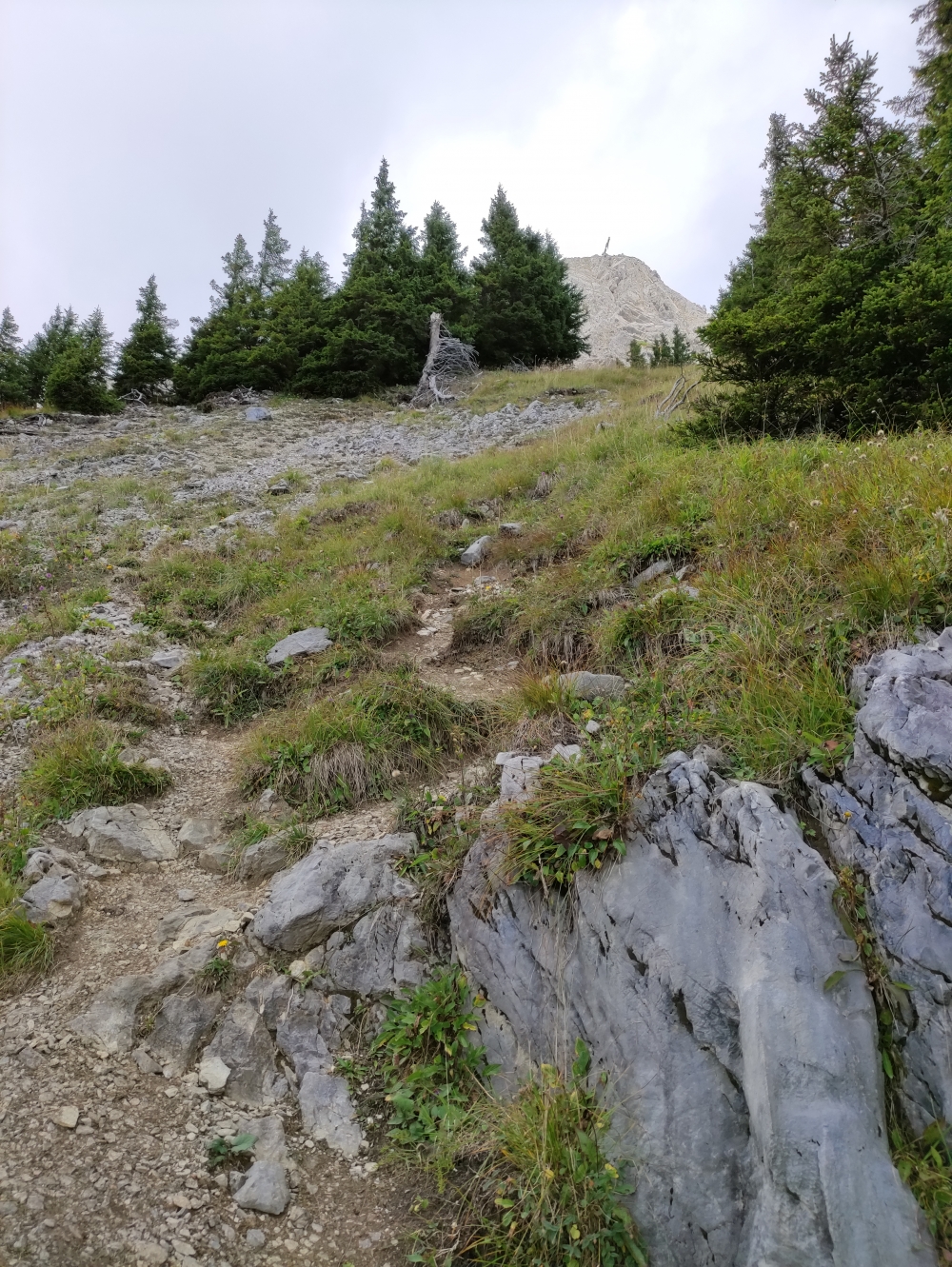 Wanderung Gaichtspitze bis Schneidspitze: Der mit Warnschild "schwarze Steig" auf die Schneidspitze der ohne Kletterei zu machen ist