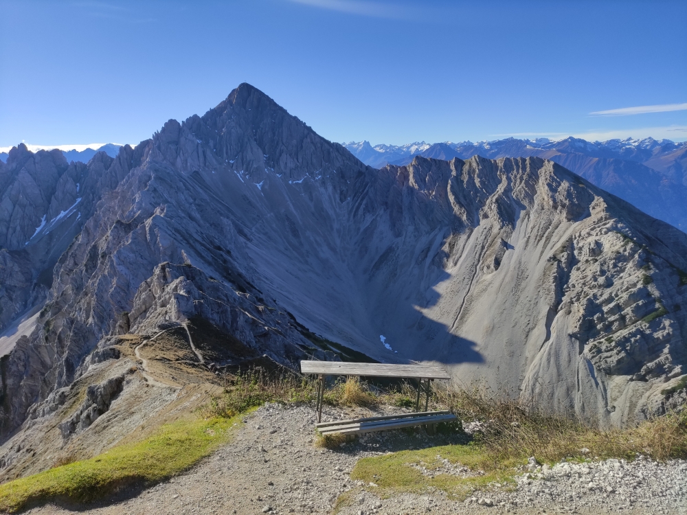 Klettersteig Freiungen Höhenweg: Klettersteig Freiungen Höhenweg: Blick zur Reither Spitze (Seefelder Spitze)