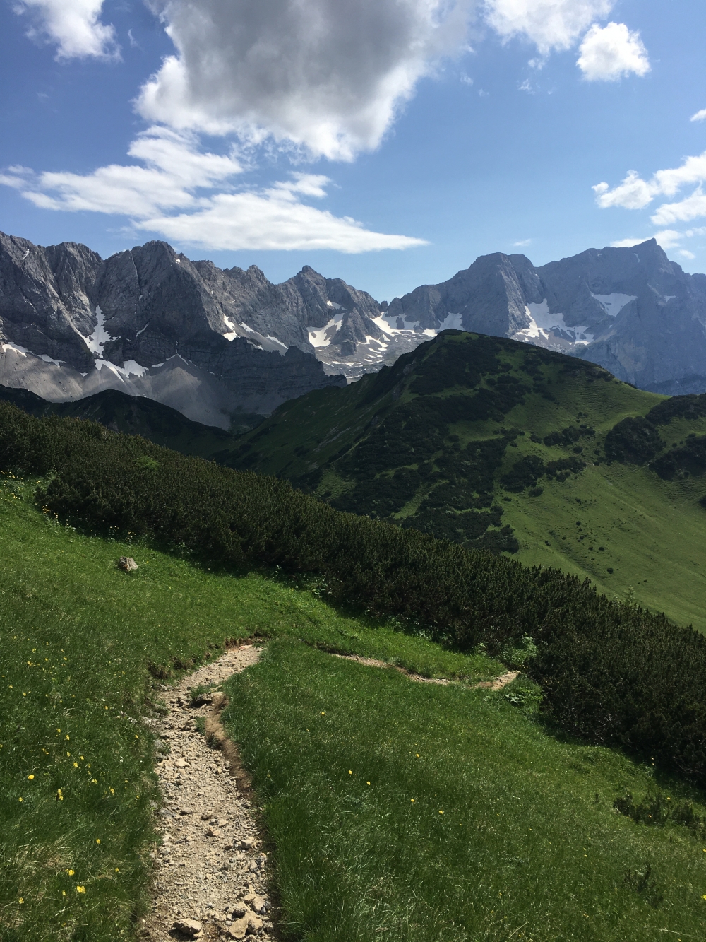 Wanderung Sonnjoch aus der Eng: Im unteren Teil durch Latschen