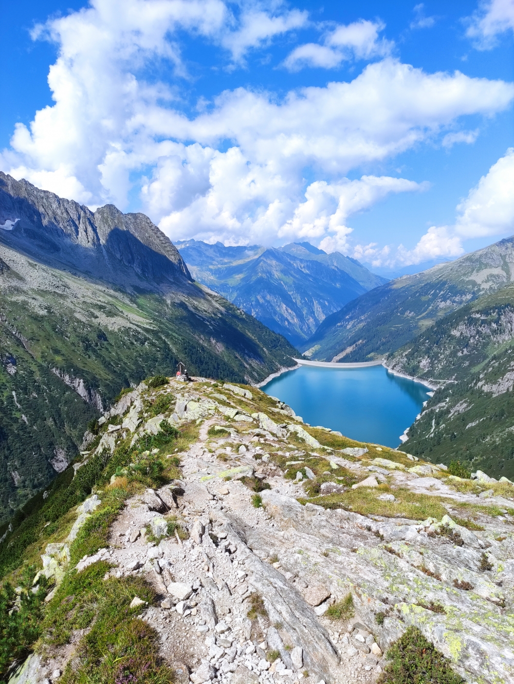 Klettersteig Richterspitze und Rainbachköpfl: Klettersteig Richterspitze und Rainbachköpfl: Sonntaglahnerkopf mit Blick auf den Stausee