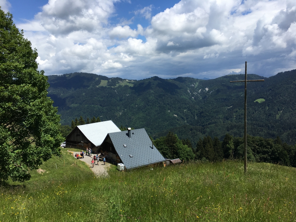 Wanderung Staufen: Die Staufenalpe vom Abstieg der Staufenspitze aus