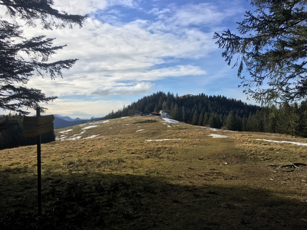 Wanderung Sternplatte von Elbach: Blick auf die Schwarzenbergalm mit dem Schwarzenberg im Hintergrund