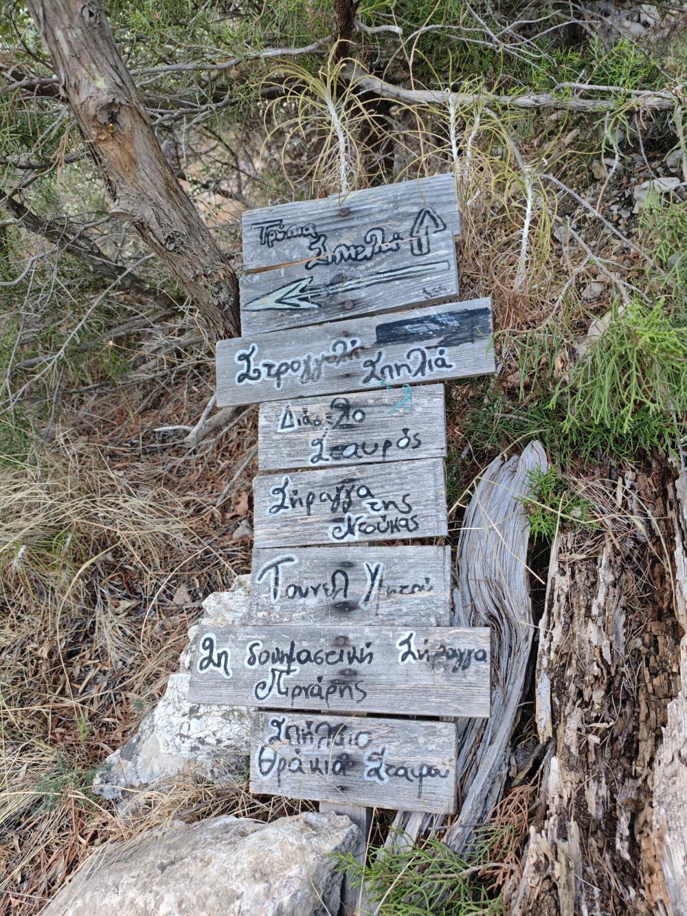 Wanderung Trypia Spilia: Wegweiser 